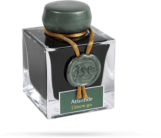 Чернила в банке Herbin 350th Anniversary, 50 мл, Vert Atlantide Зеленый с серебряными, золотыми блестками