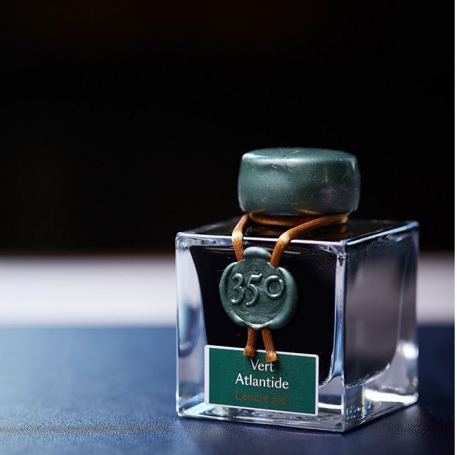 Чернила в банке Herbin 350th Anniversary, 50 мл, Vert Atlantide Зеленый с серебряными, золотыми блестками