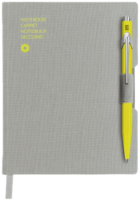 Записная книжка Caran d'Ache Office, A6, серый + шариковая ручка 849, желтый