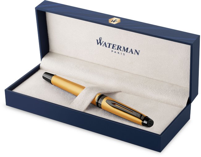 Ручка перьевая Waterman Expert DeLuxe Metallic Gold RT F перо сталь