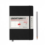 Еженедельник Leuchtturm Weekly Planner А5 2022г, 72л, твердая обложка черный, Eng