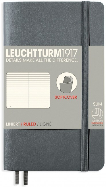 Записная книжка Leuchtturm Pocket A6 (в линейку), 123 стр., мягкая обложка, антрацит Записная книжка Leuchtturm Pocket A6 (в линейку), 123 стр., мягкая обложка, антрацит