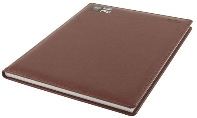 Еженедельник Letts UMBRIA A4, белые страницы, датированный, коричневый