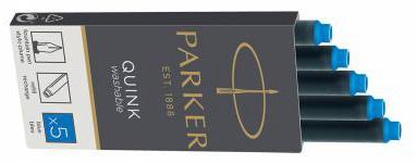 Картриджи Parker Quink Ink Z11 чернила для ручек перьевых, синие, смывающиеся (5шт)