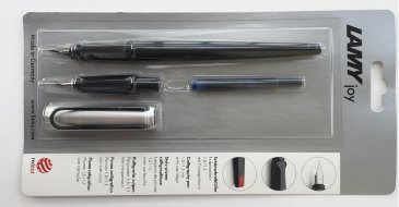 Комплект в блистере: перьевая ручка Lamy joy и 2 запасных пера, черный, серебристый