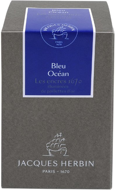 Чернила в банке Herbin Prestige 1670, 50 мл, Bleu Ocean Синий с золотыми блестками