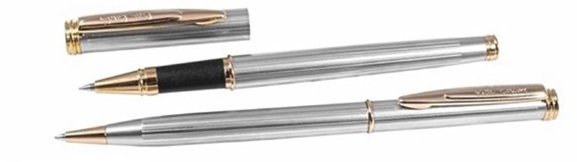 Набор: ручка шариковая и роллер Pierre Cardin Pen and Pen, серебристый