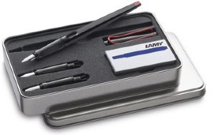 Комплект: перьевая ручка Lamy joy, 3 запасных пера и картриджи, черный