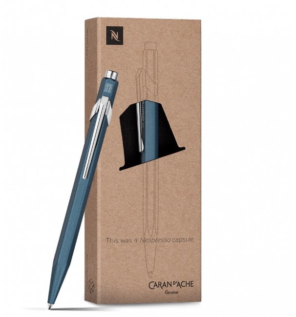 Ручка шариковая Caran d'Ache Office 849 Nespresso Blue Darkhan, подарочная коробка Ручка шариковая Caran d'Ache Office 849 Nespresso Blue Darkhan, подарочная коробка