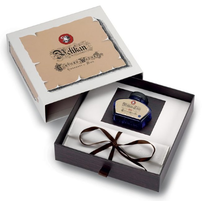 Подарочный набор: перьевая ручка Pelikan M101N SE Bright Red GT + чернила Подарочный набор: перьевая ручка Pelikan M101N SE Bright Red GT + чернила