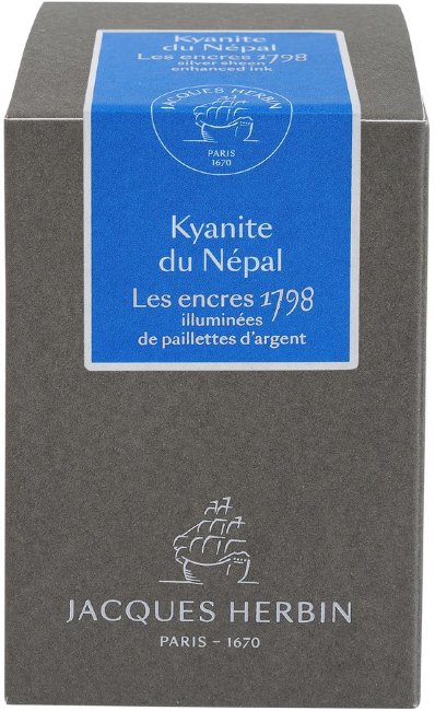 Чернила в банке Herbin Prestige 1798, 50 мл,  Kyanite du Népal Голубой с серебряными блестками