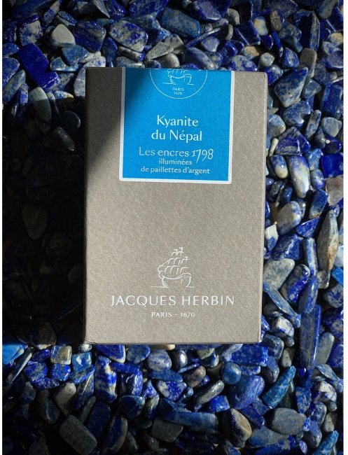 Чернила в банке Herbin Prestige 1798, 50 мл,  Kyanite du Népal Голубой с серебряными блестками