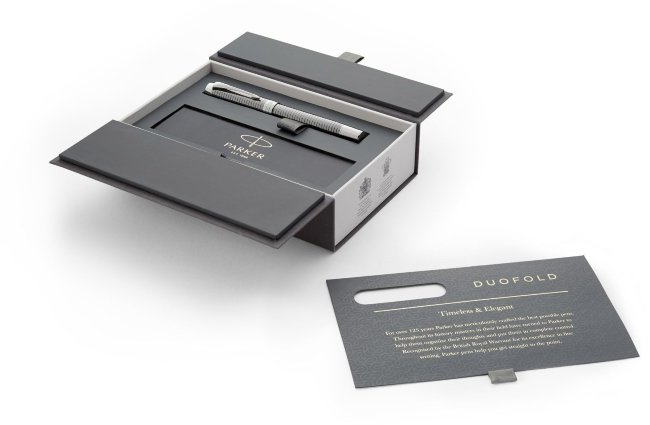 Ручка-роллер Parker Duofold T308 Prestige, Ruthenium Chiselled CT Ручка-роллер Parker Duofold T308 Prestige, Ruthenium Chiselled CT