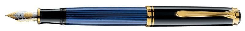 Перьевая ручка Pelikan Souveraen M 800, Черный/синий EF, подарочная коробка