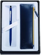 Набор Cross: Ручка шариковая Cross Click Midnight Blue + синий чехол для ручки в подарочной коробке