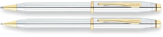 Набор Сross Century II Medalist: шариковая ручка и механический карандаш, Chrome/Gold Plated