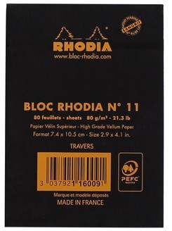 Блокнот Rhodia Basics №11, A7, линейка, 80 г, черный