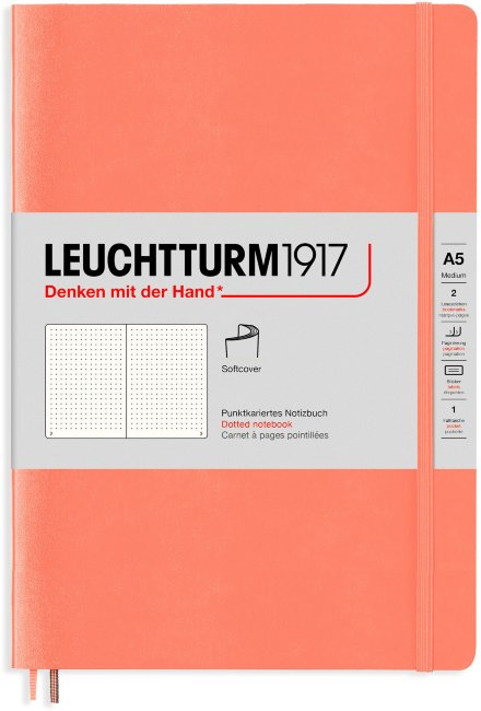 Записная книжка Leuchtturm А5 (в точку), 123 стр., мягкая обложка, персиковая