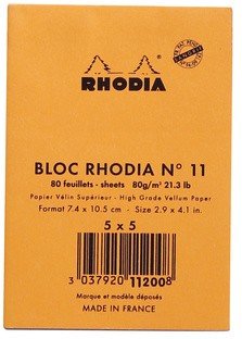 Блокнот Rhodia Basics №11, A7, клетка, 80 г, оранжевый Блокнот Rhodia Basics №11, A7, клетка, 80 г, оранжевый