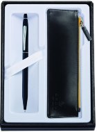 Набор Cross: Ручка шариковая Cross Click Classic Black + черный чехол для ручки в подарочной коробке