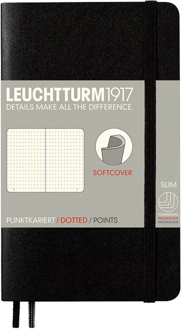 Записная книжка Leuchtturm Pocket A6 (в точку), 123 стр., мягкая обложка, черная