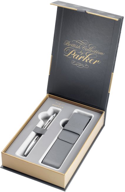 Подарочный набор: шариковая ручка Parker Urban Premium Silver Powdered CT + чехол Подарочный набор: шариковая ручка Parker Urban Premium Silver Powdered CT + чехол