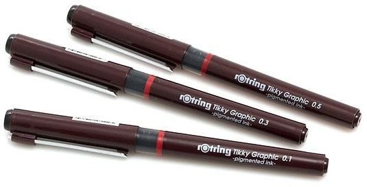 Набор ручек капиллярных Rotring Tikky Graphic 11904780 черные чернила