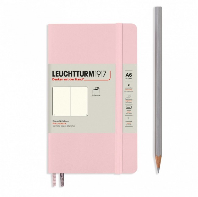 Записная книжка Leuchtturm Pocket A6 (нелинованная), 123 стр., мягкая обложка, розовая