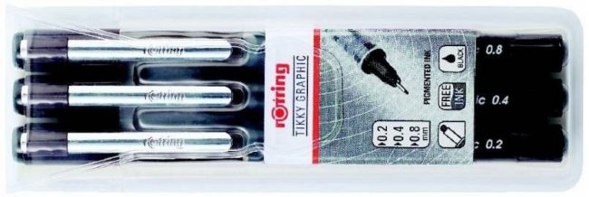 Набор ручек капиллярных Rotring Tikky Graphic 1904811 черные чернила Набор ручек капиллярных Rotring Tikky Graphic 1904811 черные чернила