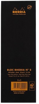 Блокнот Rhodia Basics №8, 7,4х21, клетка, 80 г, черный Блокнот Rhodia Basics №8, 7,4х21, клетка, 80 г, черный