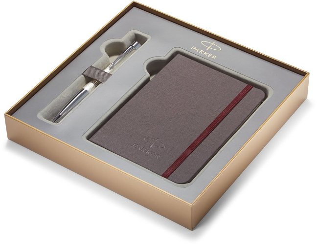 Подарочный набор: шариковая ручка Parker Urban Premium Pearl Metal Chiselled CT + блокнот Подарочный набор: шариковая ручка Parker Urban Premium Pearl Metal Chiselled CT + блокнот