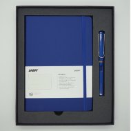 Комплект: Ручка перьевая Lamy Safari Синий, Записная книжка, мягкий переплет, А5, синий