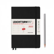 Блокнот-еженедельник Leuchtturm на 18 месяцев А5 (2022 год), твердая обложка, черный