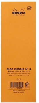 Блокнот Rhodia Basics №8, 7,4х21, клетка, 80 г, оранжевый Блокнот Rhodia Basics №8, 7,4х21, клетка, 80 г, оранжевый