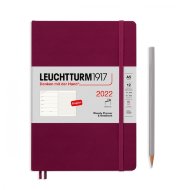 Блокнот-еженедельник Leuchtturm на 18 месяцев А5 (2022 год), твердая обложка, винный