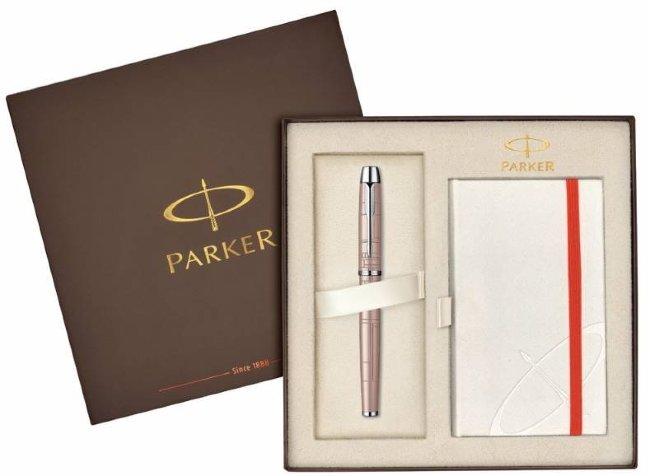 Набор Parker ручка перьевая, блокнот IM Premium F222 Metallic Pink CT Набор Parker ручка перьевая, блокнот IM Premium F222 Metallic Pink CT