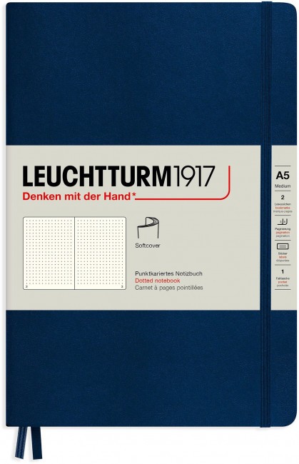 Записная книжка Leuchtturm А5 (в точку), 123 стр., мягкая обложка, темно-синяя