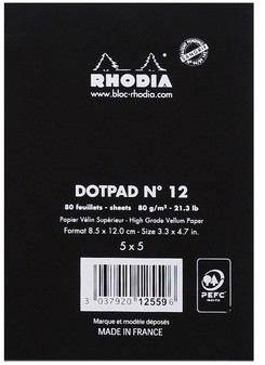 Блокнот Rhodia dotPad №12, 8,5х12 см, точка, 80 г, черный Блокнот Rhodia dotPad №12, 8,5х12 см, точка, 80 г, черный