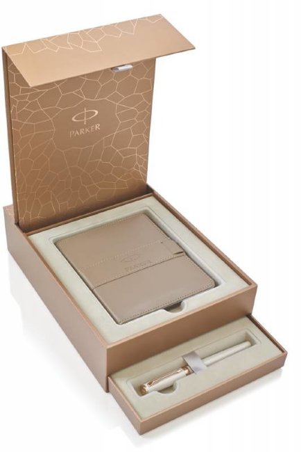 Подарочный набор Parker Ingenuity Slim F501 (ручка Pearl PGT 5 элемент, записная книжка)