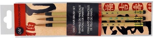 Набор кистей Manuscript Chinese Calligraphy соболь, 3 штуки Набор кистей Manuscript Chinese Calligraphy соболь, 3 штуки