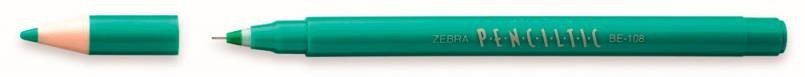 Ручки-роллеры Zebra PENCILTIC BE-108 G 0.5мм, зеленые чернила (12 штук)