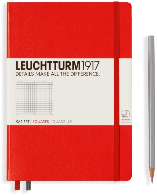 Записная книжка Leuchtturm A5 (в клетку), 251 стр., твердая обложка, красная