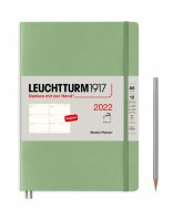 Блокнот-еженедельник Leuchtturm на 18 месяцев А5 (2022 год), твердая обложка, пастельный зеленый