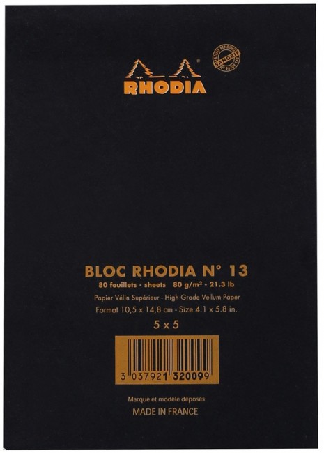 Блокнот Rhodia Basics №13, A6, линейка, 80 г, черный Блокнот Rhodia Basics №13, A6, линейка, 80 г, черный
