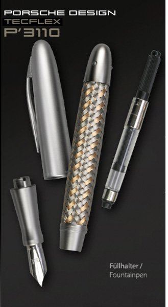 Ручка перьевая Porsche Design P`3110 Stainless Steel Gold Platinum Ручка перьевая Porsche Design P`3110 Stainless Steel Gold Platinum