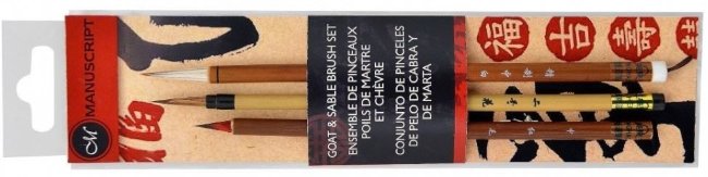 Набор кистей Manuscript Chinese Calligraphy коза и соболь, ассорти 3 штуки Набор кистей Manuscript Chinese Calligraphy коза и соболь, ассорти 3 штуки