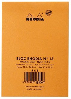 Блокнот Rhodia Basics №13, A6, клетка, 80 г, оранжевый Блокнот Rhodia Basics №13, A6, клетка, 80 г, оранжевый