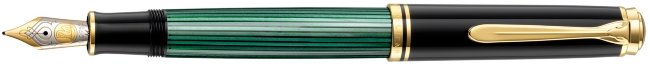 Перьевая ручка Pelikan Souveran M 800, Black and Green GT, перо EF Перьевая ручка Pelikan Souveran M 800, Black and Green GT, перо EF