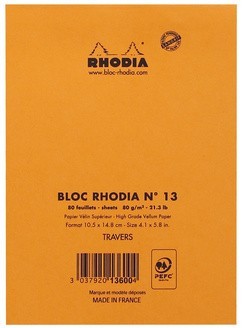 Блокнот Rhodia Basics №13, A6, линейка, 80 г, оранжевый Блокнот Rhodia Basics №13, A6, линейка, 80 г, оранжевый