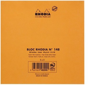 Блокнот Rhodia Basics 14,8х14,8, клетка, 80 г, оранжевый Блокнот Rhodia Basics 14,8х14,8, клетка, 80 г, оранжевый